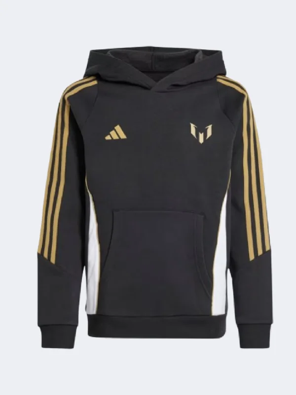 Adidas Messi Boys Football Hoody Black/Gold/White