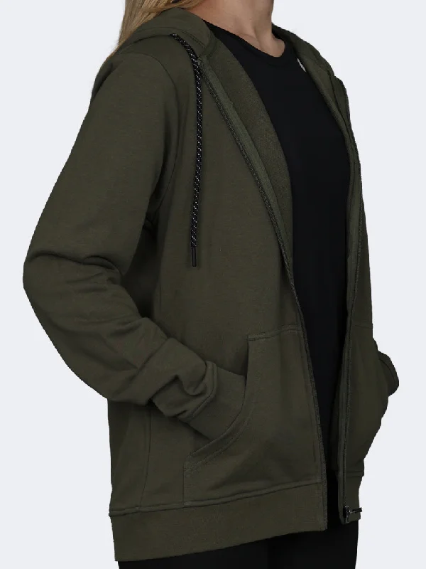 Oil And Gaz Full Zip Plain Men Lifestyle Hoody Olive