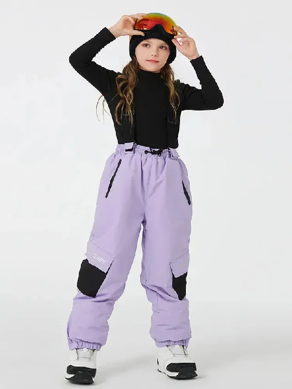 Kids Loose Fit Snow & Ski Pants Removable Shoulder Strap