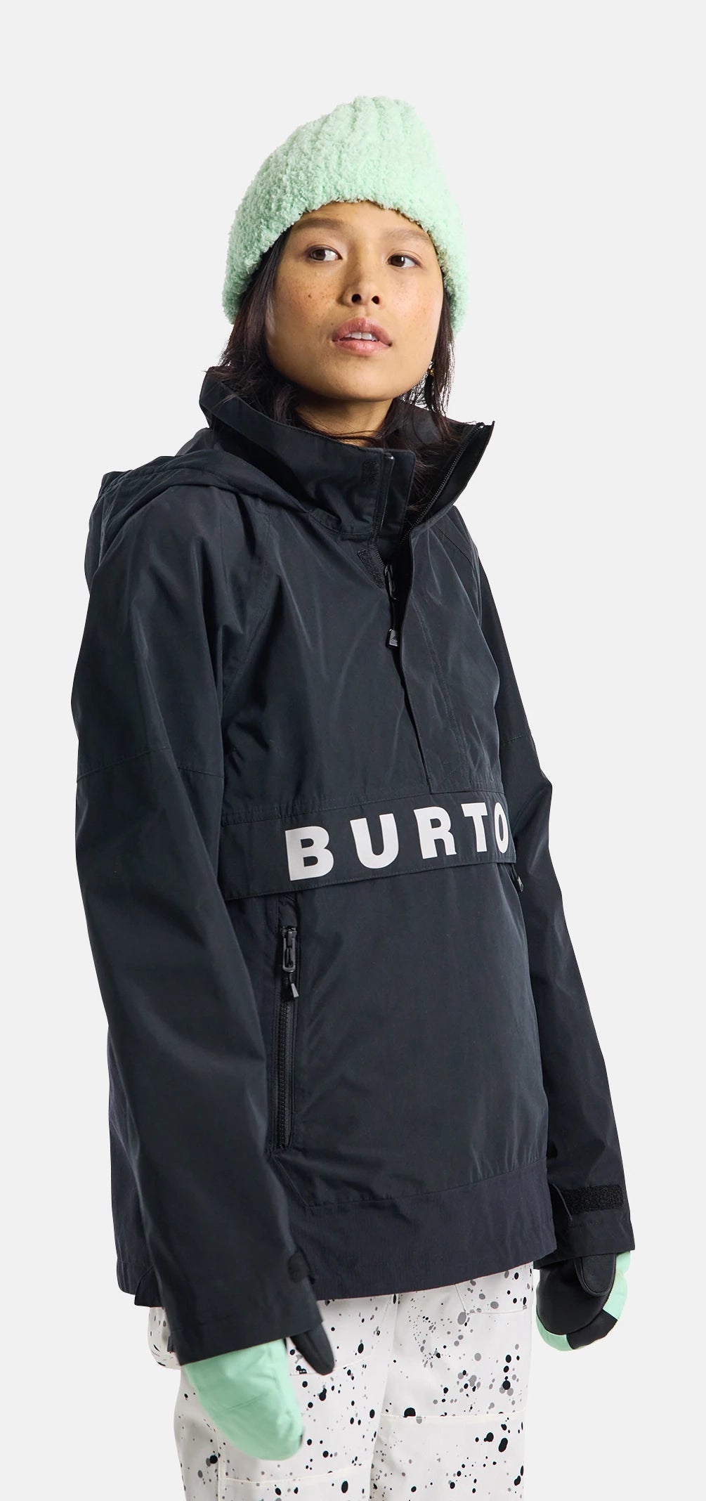 Burton Frostner Anorak Jacket Womens 2024 Black / Stout White